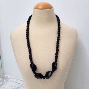 2/$20 Vintage Black Beads Necklace 30"